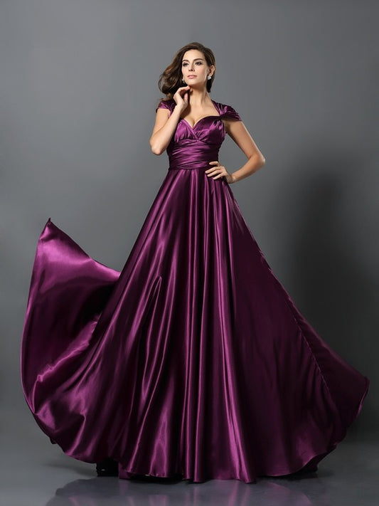 Wholesale A-Line/Princess Pleats Sleeveless Long Silk like Satin Convertible Bridesmaid Dresses