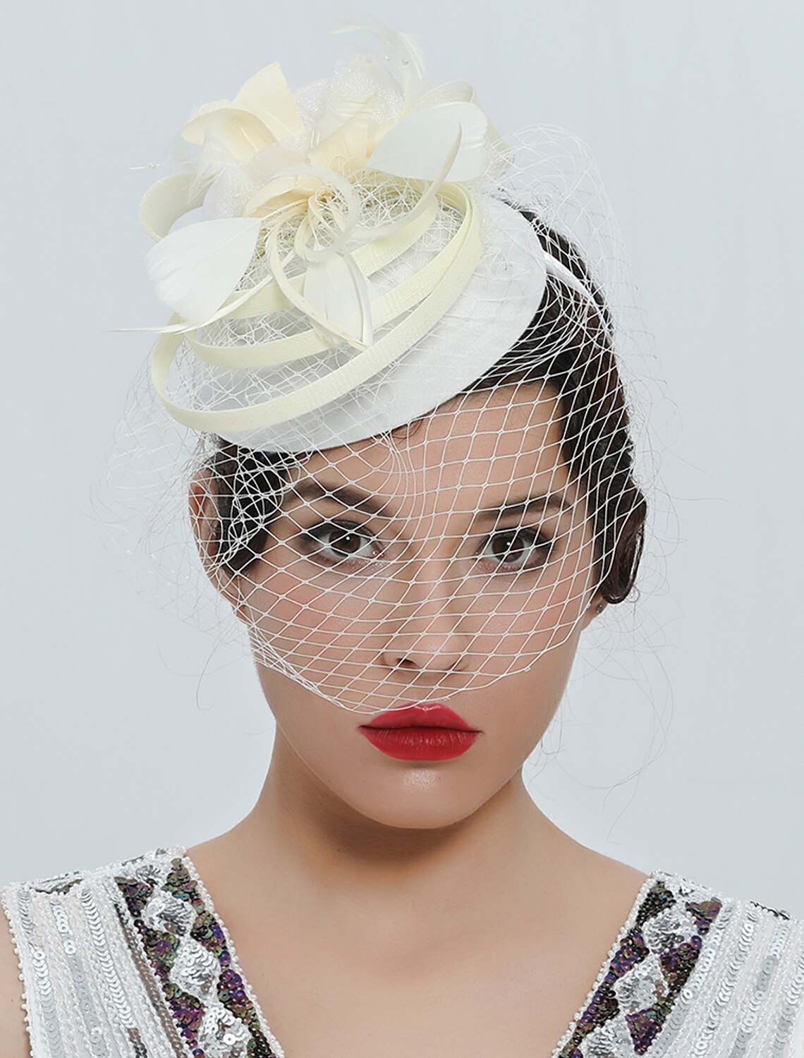 Wholesale Fascinators Kentucky Derby Hat Headwear Organza Polyester / Polyamide Fedora Hat Veil Hat Party / Evening Holiday Vintage Style Elegant With Feather Appliques Headpiece Headwear
