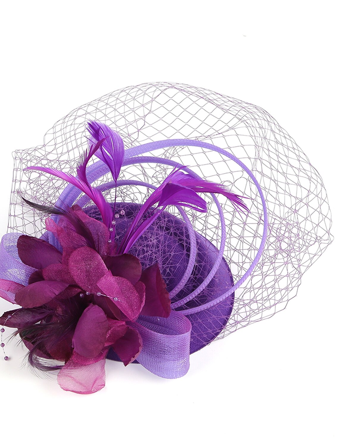 Wholesale Fascinators Kentucky Derby Hat Headwear Organza Polyester / Polyamide Fedora Hat Veil Hat Party / Evening Holiday Vintage Style Elegant With Feather Appliques Headpiece Headwear