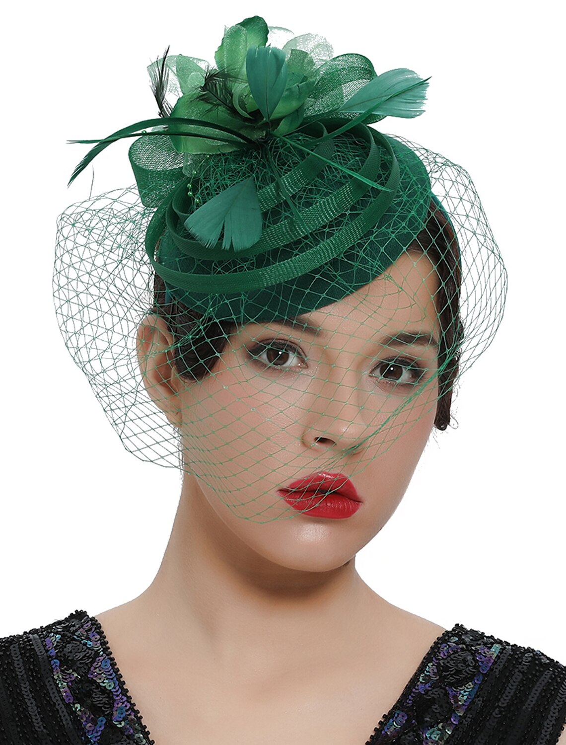 Wholesale Fascinators Kentucky Derby Hat Headwear Organza Polyester / Polyamide Fedora Hat Veil Hat Party / Evening Holiday Vintage Style Elegant With Feather Appliques Headpiece Headwear