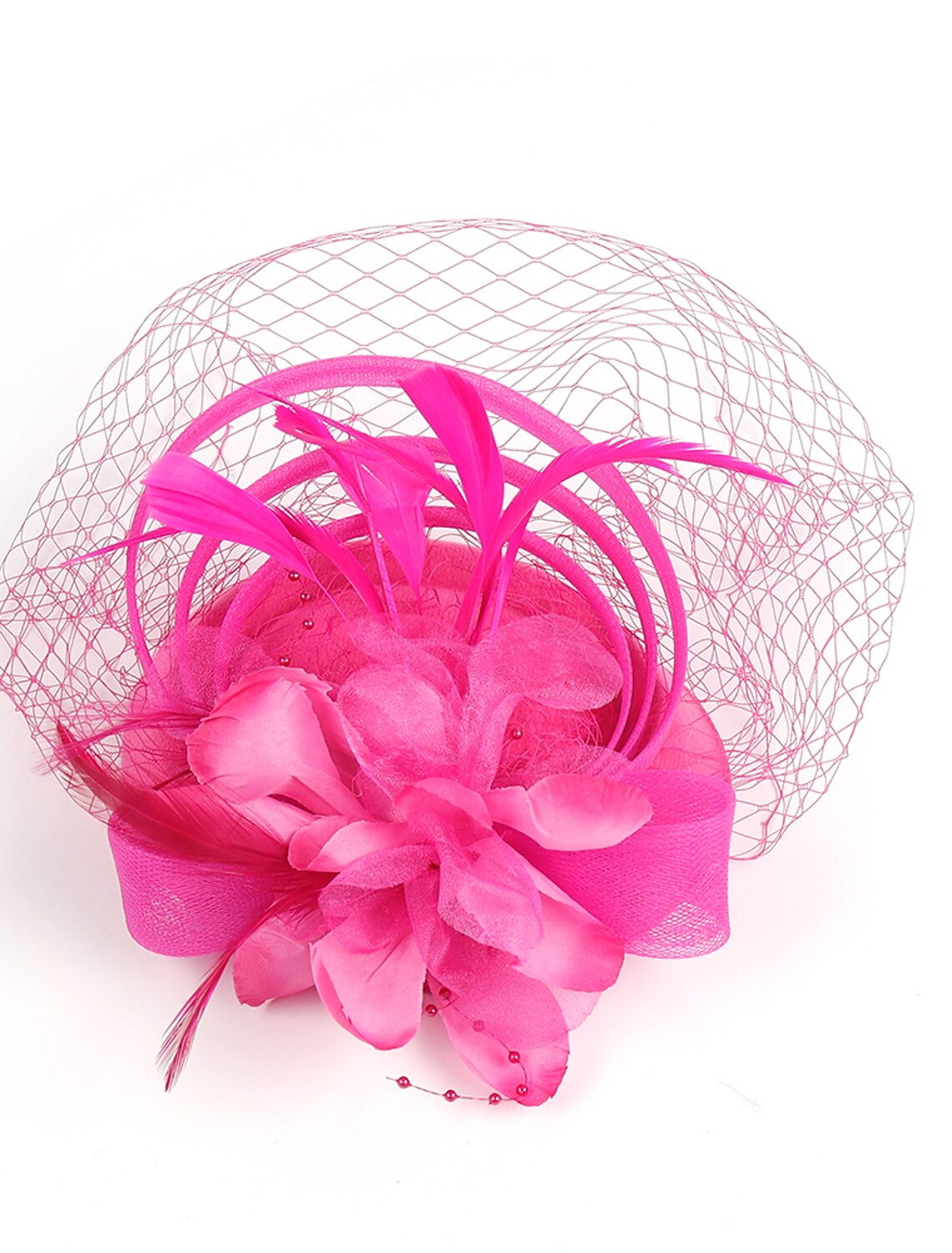 Wholesale Fascinators Kentucky Derby Hat Headwear Organza Polyester / Polyamide Fedora Hat Veil Hat Party / Evening Holiday Vintage Style Elegant With Feather Appliques Headpiece Headwear