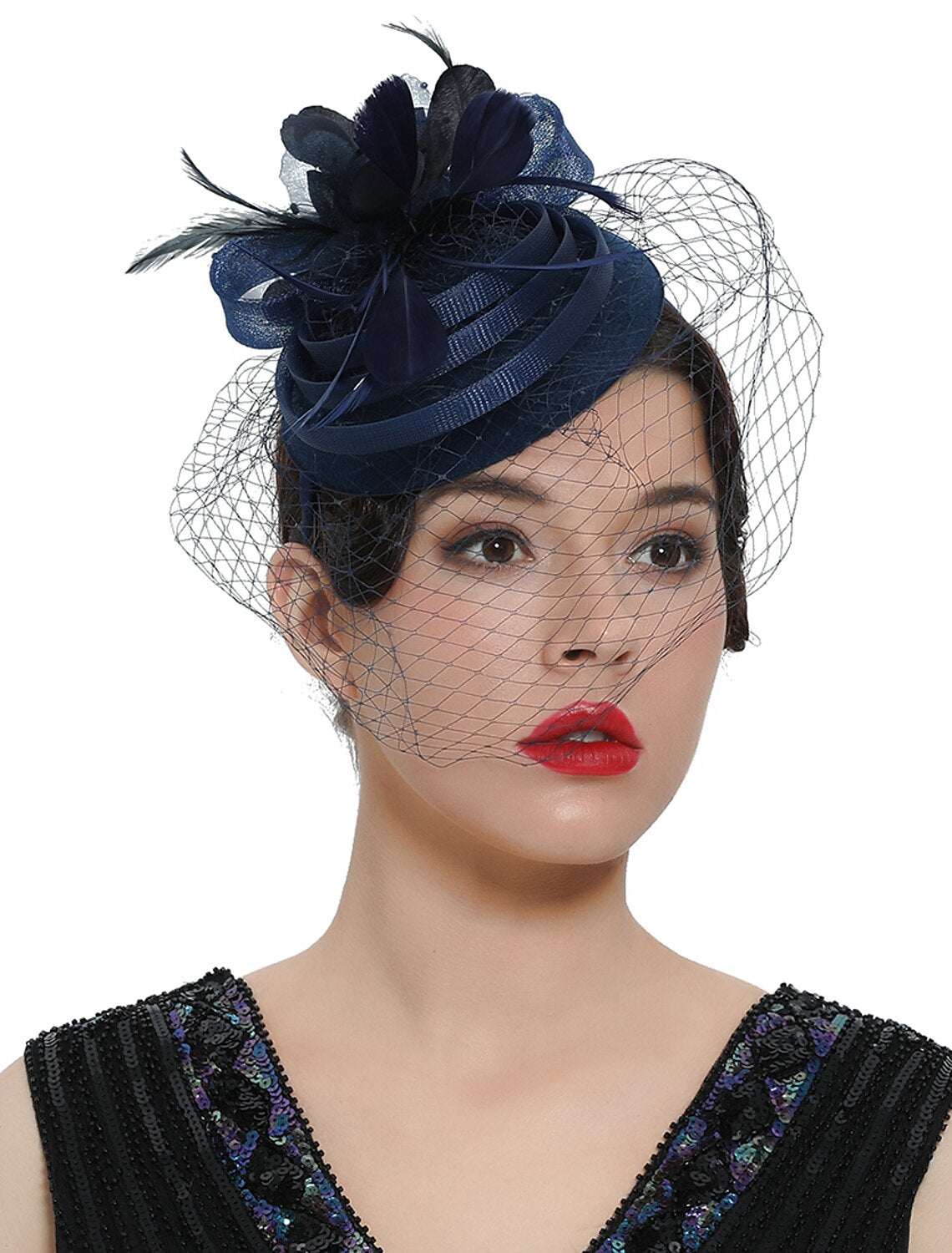 Wholesale Fascinators Kentucky Derby Hat Headwear Organza Polyester / Polyamide Fedora Hat Veil Hat Party / Evening Holiday Vintage Style Elegant With Feather Appliques Headpiece Headwear