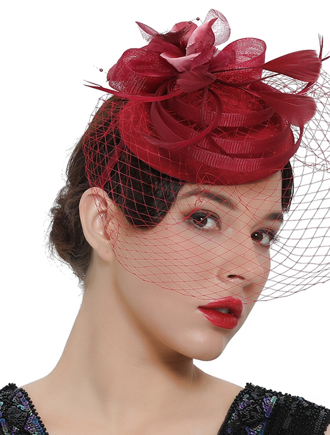 Wholesale Fascinators Kentucky Derby Hat Headwear Organza Polyester / Polyamide Fedora Hat Veil Hat Party / Evening Holiday Vintage Style Elegant With Feather Appliques Headpiece Headwear