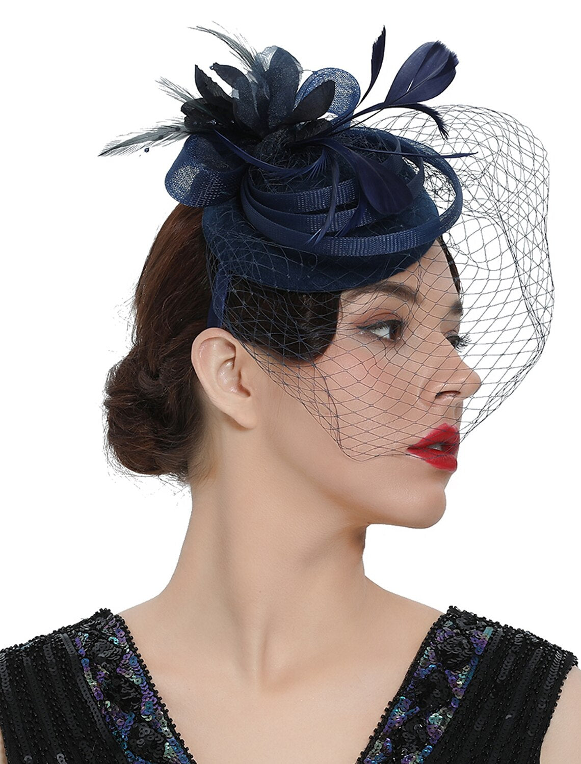 Wholesale Fascinators Kentucky Derby Hat Headwear Organza Polyester / Polyamide Fedora Hat Veil Hat Party / Evening Holiday Vintage Style Elegant With Feather Appliques Headpiece Headwear