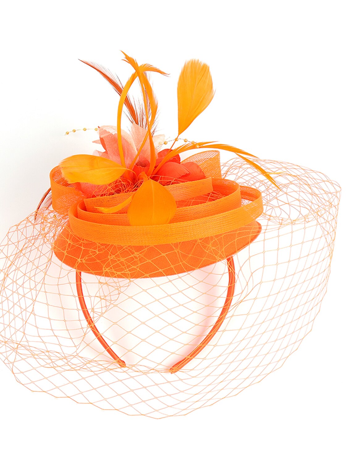 Wholesale Fascinators Kentucky Derby Hat Headwear Organza Polyester / Polyamide Fedora Hat Veil Hat Party / Evening Holiday Vintage Style Elegant With Feather Appliques Headpiece Headwear