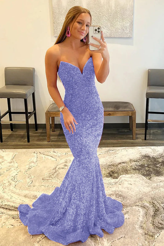 Wholesale Mermaid Elegant Strapless Long Dress With Sequins prom dresses shops