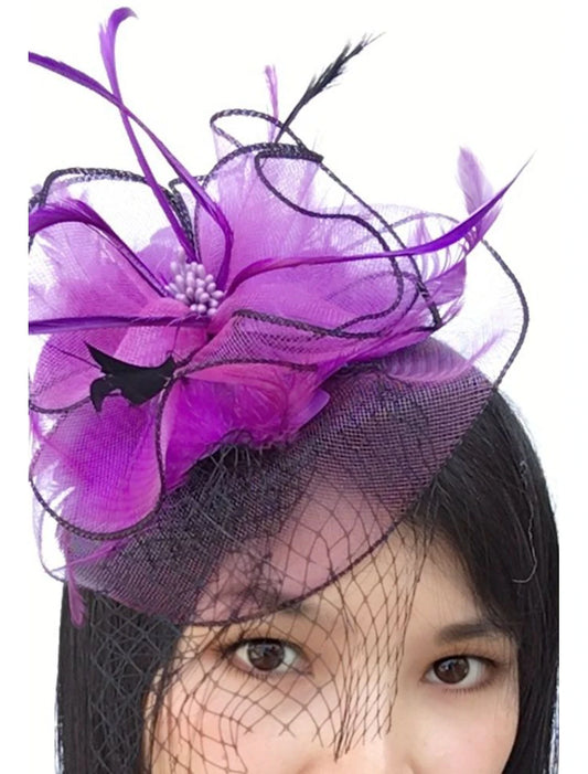 Wholesale Feather / Net Fascinators Kentucky Derby Hat / Headwear / Birdcage Veils with Floral 1PC Wedding / Special Occasion / Tea Party Headpiece