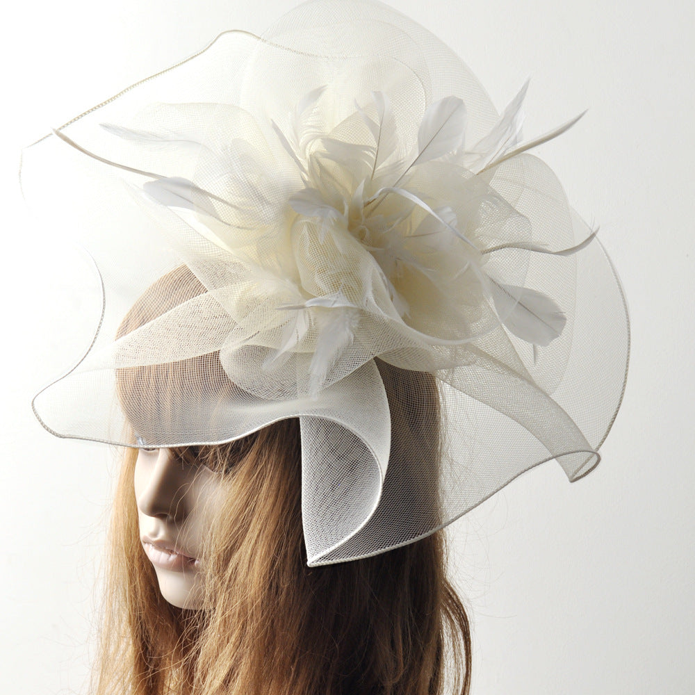 Wholesale Fascinators Hats Headwear Organza Fedora Hat Top Hat Veil Hat Horse Race Cocktail Elegant Retro With Feather Pure Color Headpiece Headwear