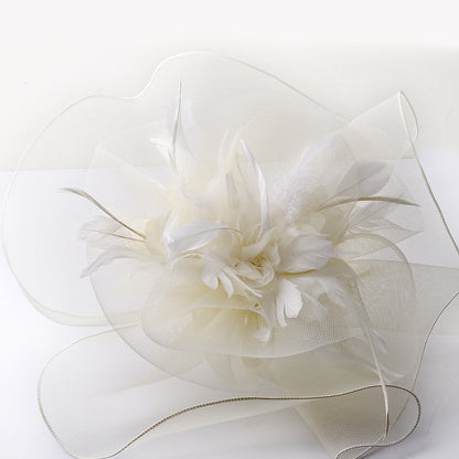 Wholesale Fascinators Hats Headwear Organza Fedora Hat Top Hat Veil Hat Horse Race Cocktail Elegant Retro With Feather Pure Color Headpiece Headwear