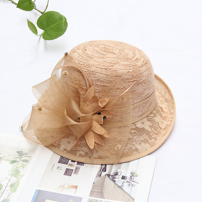 Wholesale Fascinators Hats Headwear Organza Bucket Hat Straw Hat Sun Hat Wedding Casual Holiday Tea Party Beach Elegant Vintage With Feather Bows Headpiece Headwear