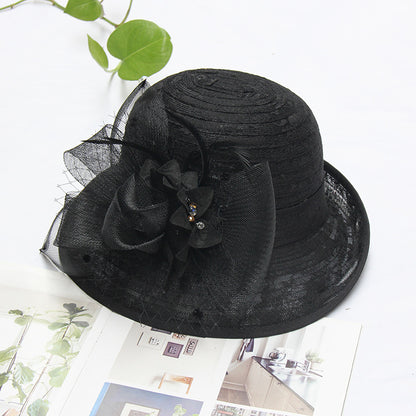 Wholesale Fascinators Hats Headwear Organza Bucket Hat Straw Hat Sun Hat Wedding Casual Holiday Tea Party Beach Elegant Vintage With Feather Bows Headpiece Headwear