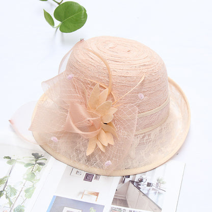 Wholesale Fascinators Hats Headwear Organza Bucket Hat Straw Hat Sun Hat Wedding Casual Holiday Tea Party Beach Elegant Vintage With Feather Bows Headpiece Headwear