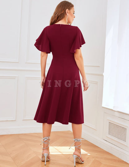 Wholesale Cocktail Dresses for Women Wedding Guest Midi Dress with Sleeves Formal Tea Party Dress for Women prom dress shop