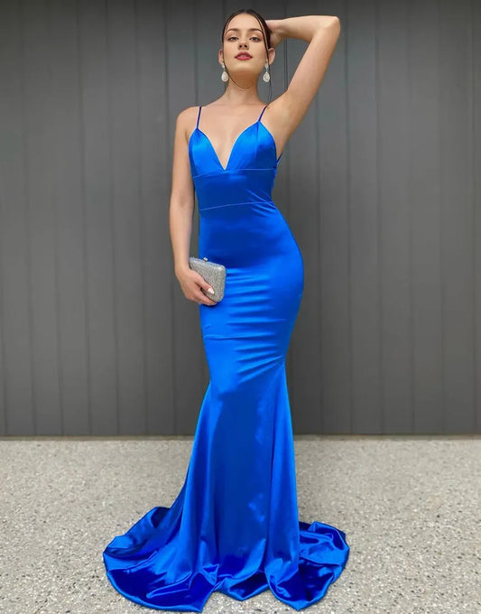 Wholesale Mermaid Blue Sexy Backless Long Prom Dress prom dress in store formal wear dresses