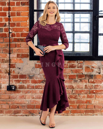 Wholesale Women's Classy Floral Lace Ruffle Formal Bridesmaid Long Dress prom dress shop