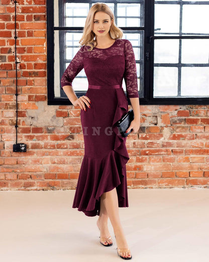 Wholesale Women's Classy Floral Lace Ruffle Formal Bridesmaid Long Dress prom dress shop