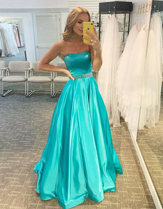 Wholesale A-Line Glitter Satin Strapless Formal Evening Dress Prom Dress prom dresses shops