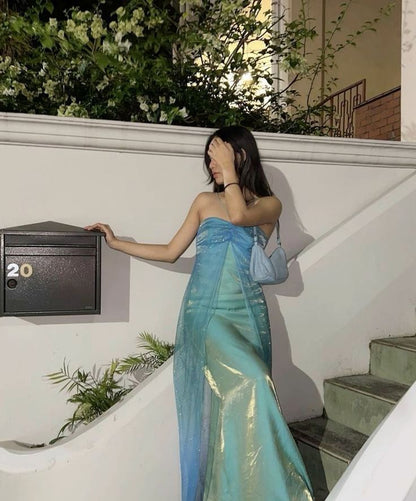 Wholesale Vintage Sheath Halter Floor Length Prom Dresses Mint Green Evening Dress gowns evening dresses