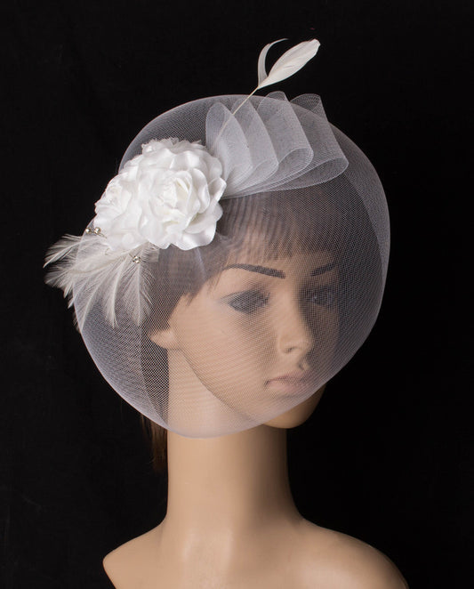 Wholesale Fascinators Headwear Headpiece Net Veil Hat Wedding Ladies Day With Floral Face Veil Headpiece Headwear