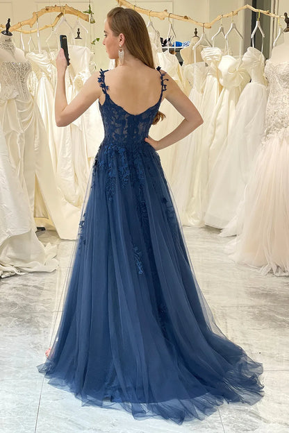 Wholesale A-Line Spaghetti Straps Sweep Train Prom Dress With Appliques prom dresses shops