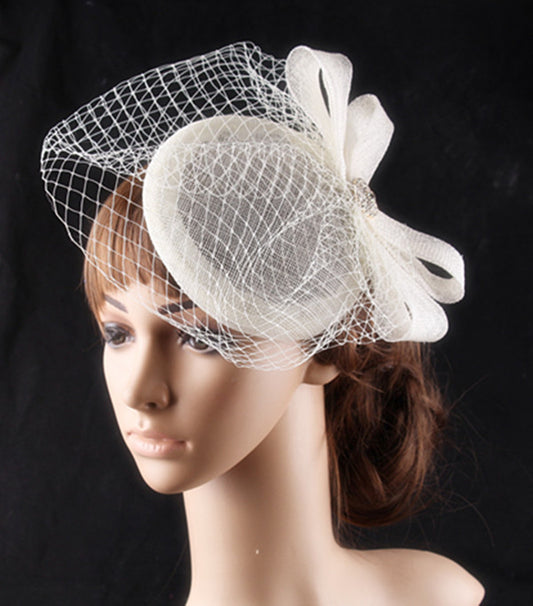 Wholesale Headbands Hats Headwear Sinamay Saucer Hat Top Hat Veil Hat Wedding Tea Party Elegant Wedding With Splicing Tulle Headpiece Headwear