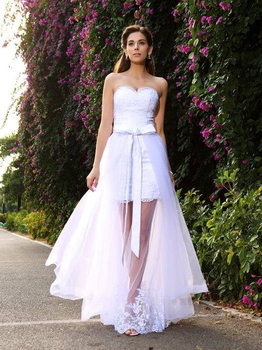 Wholesale Trumpet/Mermaid Sweetheart Applique Sleeveless Long Tulle Wedding Dresses