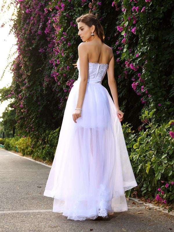 Wholesale Trumpet/Mermaid Sweetheart Applique Sleeveless Long Tulle Wedding Dresses