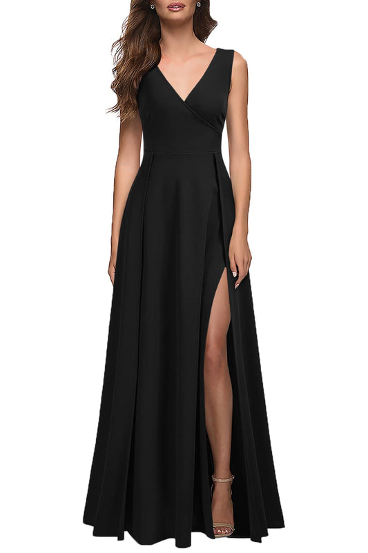 Wholesale Women's V Neck Sleeveless Split Formal Dress Cocktail Party Prom Long Dresses