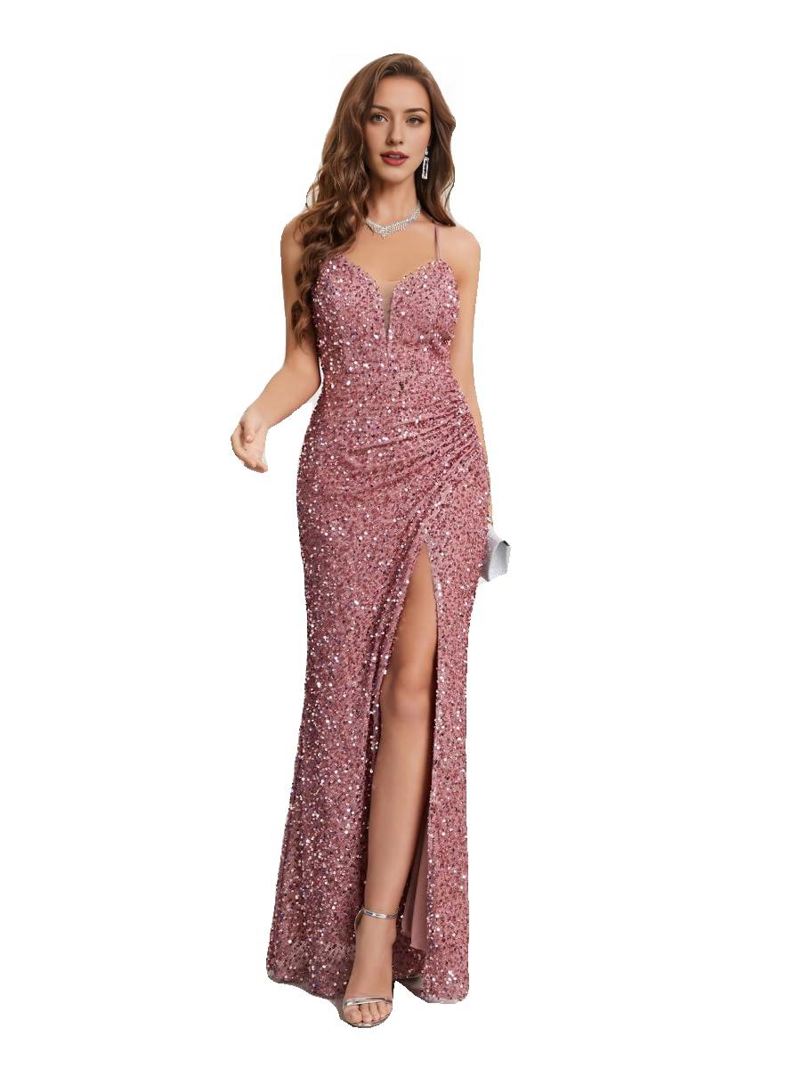 Wholesale Sequin Dress for Women Prom Dress Sexy V-Neck Bodycon Sequin Gowns and Evening Dresses