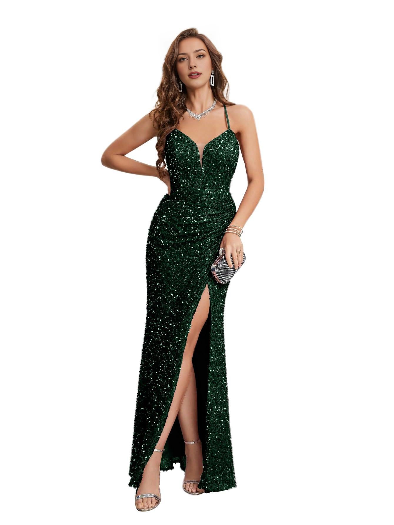 Wholesale Sequin Dress for Women Prom Dress Sexy V-Neck Bodycon Sequin Gowns and Evening Dresses