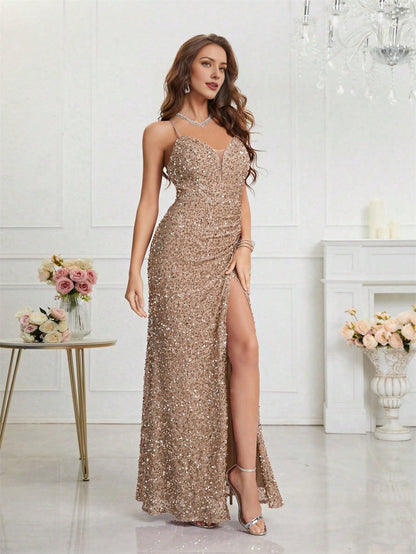 Wholesale Sequin Dress for Women Prom Dress Sexy V-Neck Bodycon Sequin Gowns and Evening Dresses