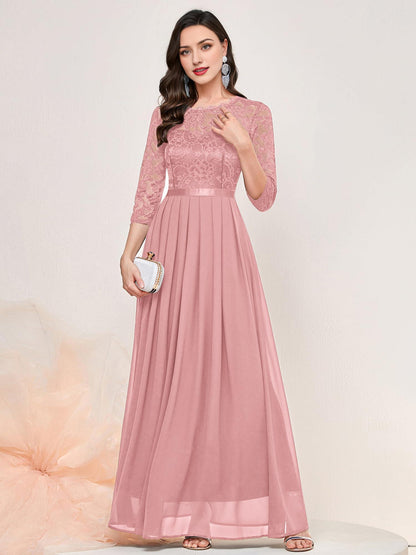 Wholesale Women's Elegant Floral Lace 3/4 Sleeve Bridesmaid Formal Maxi Dress prom dresses shops