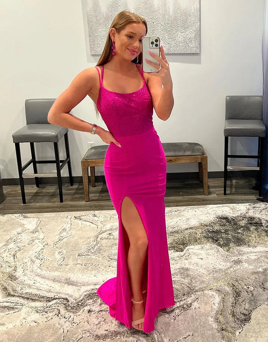 Wholesale Sexy Halter Hot Pink Long Prom Dress prom dresses shops