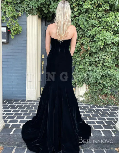 Wholesale Black Flared Strapless Evening Dress Prom Dress prom dresses shops