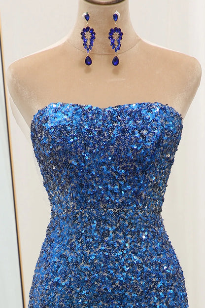 Wholesale Sparkly Ombre Blue Mermaid Strapless Long Sequin Prom Dress prom dresses shops