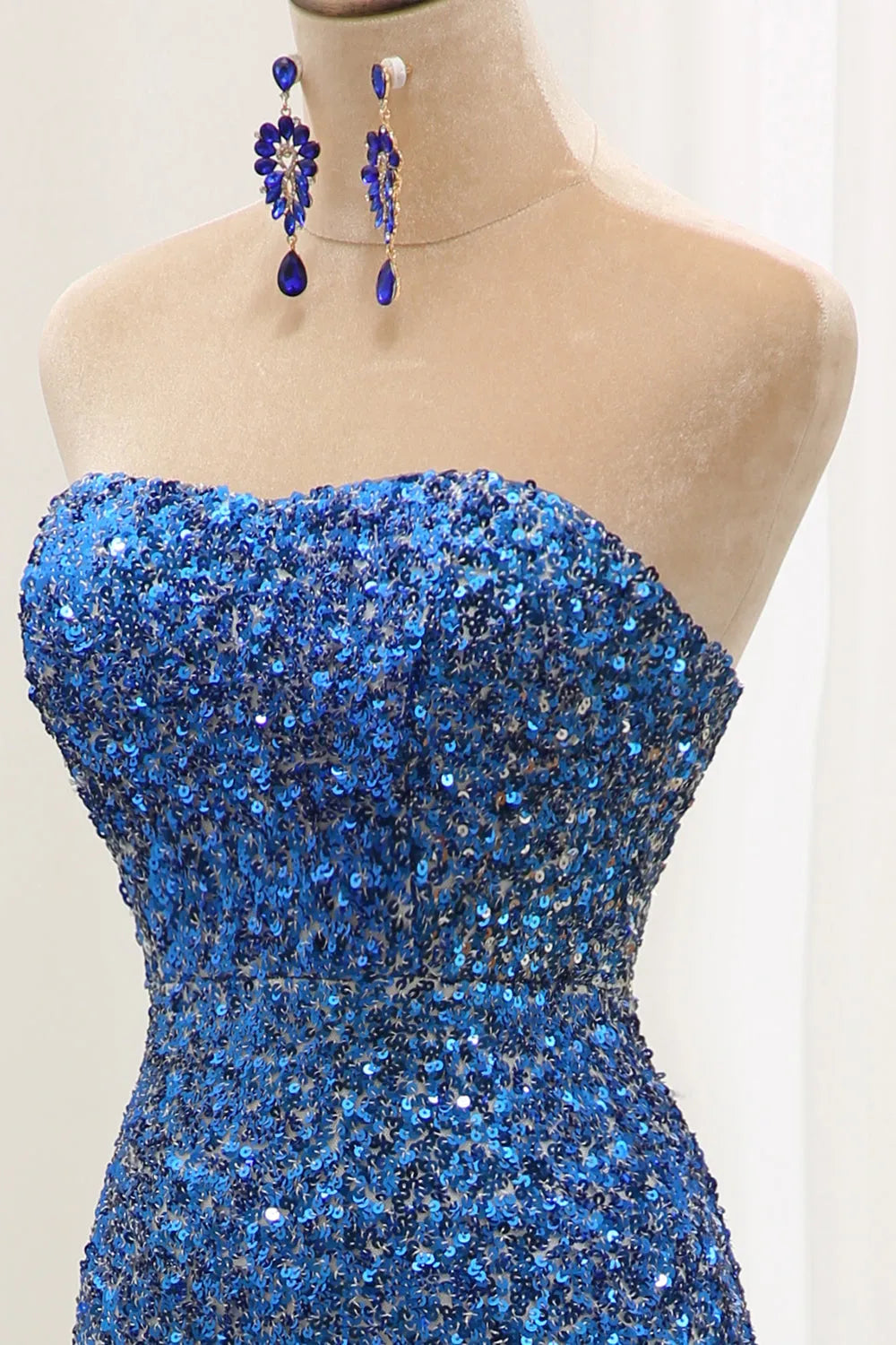 Wholesale Sparkly Ombre Blue Mermaid Strapless Long Sequin Prom Dress prom dresses shops