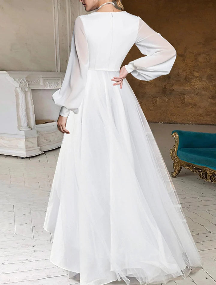 Wholesale A-Line/Princess V-Neck Asymmetrical Wedding Dress