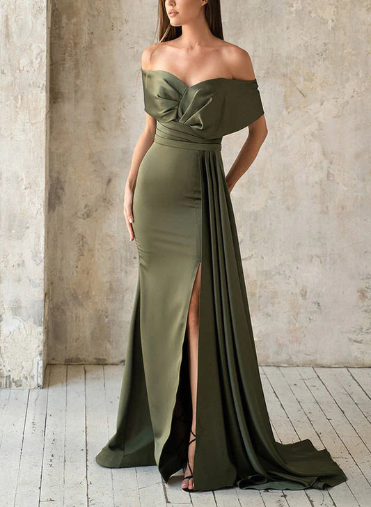 Wholesale Trumpet/Mermaid One-Shoulder Satin Mother Of The Bride Dresses With Ruched