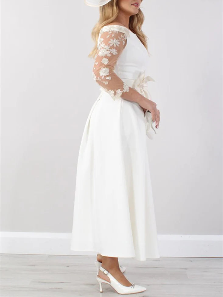 Wholesale A-Line/Princess Ankle-Length Mother Of The Bride Dresses With Lace Sleeves