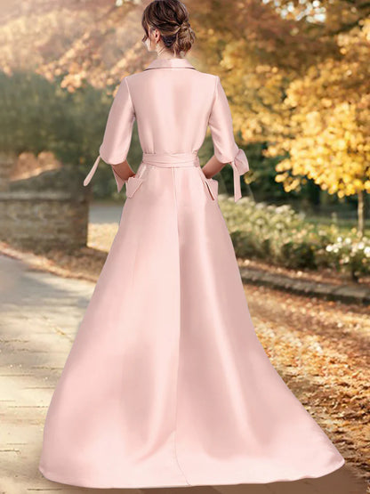 Wholesale A-Line/Princess V-Neck 1/2 Sleeves Floor-Length Mother Of The Bride Dresses With Sash