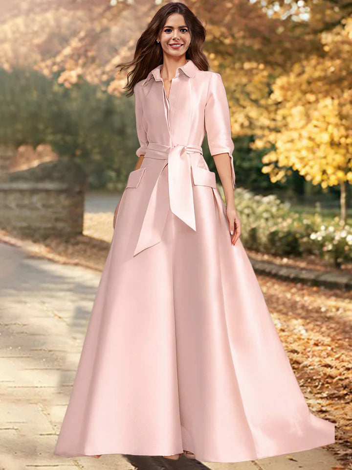 Wholesale A-Line/Princess V-Neck 1/2 Sleeves Floor-Length Mother Of The Bride Dresses With Sash