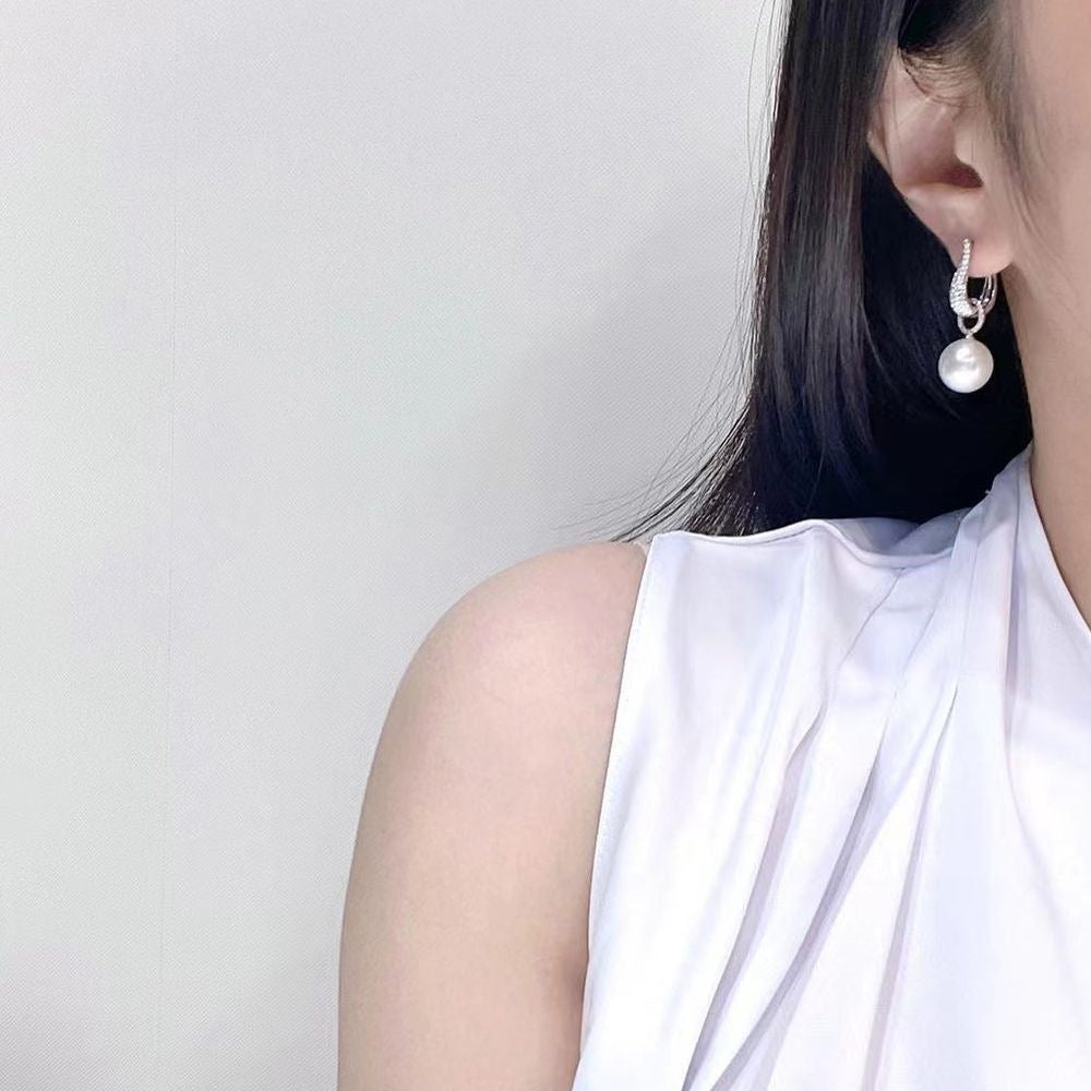 Wholesale Pearl Drop Earrings Fine Jewelry Classic Precious Stylish Simple Earrings Jewelry White Sliver For Wedding Party 1 Pair