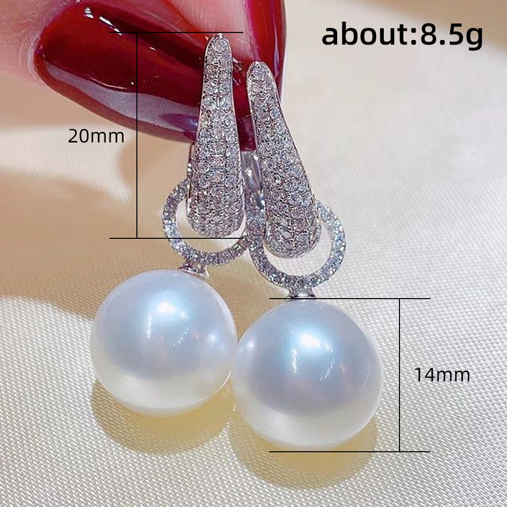 Wholesale Pearl Drop Earrings Fine Jewelry Classic Precious Stylish Simple Earrings Jewelry White Sliver For Wedding Party 1 Pair