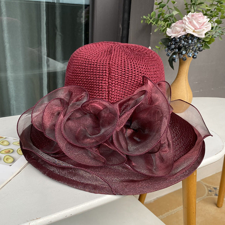 Wholesale Hats Headwear Organza Bucket Hat Floppy Hat Straw Hat Casual Holiday Elegant Vintage With Pure Color Lace Side Headpiece Headwear