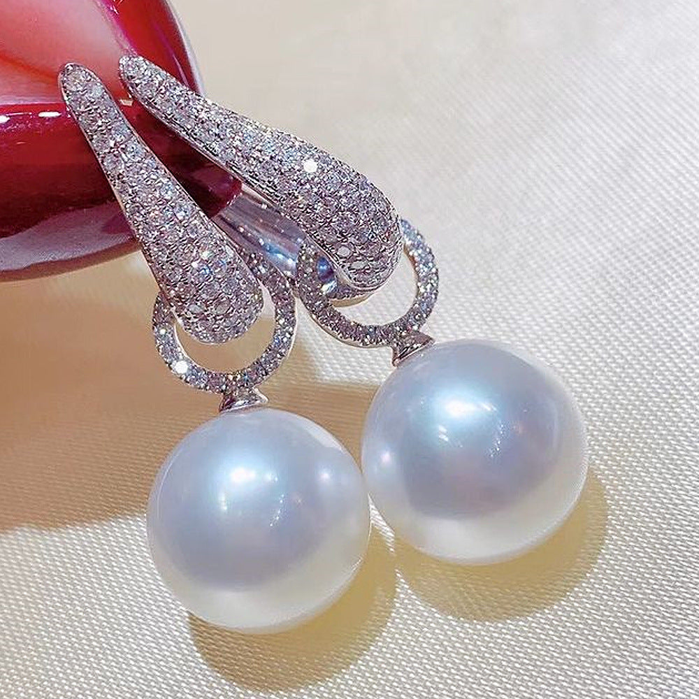 Wholesale Pearl Drop Earrings Fine Jewelry Classic Precious Stylish Simple Earrings Jewelry White Sliver For Wedding Party 1 Pair