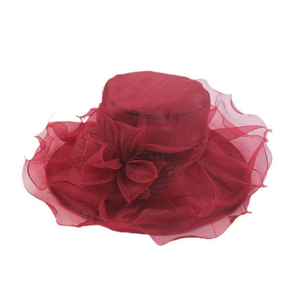 Wholesale Fascinators Kentucky Derby Hat Headwear Tulle Organza Fedora Hat Floppy Hat Sun Hat Holiday Beach Elegant Vintage With Pure Color Splicing Headpiece Headwear