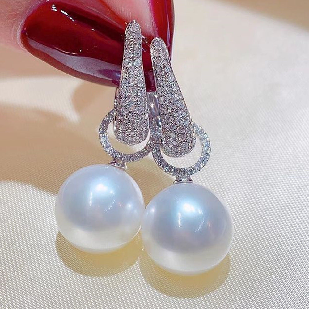 Wholesale Pearl Drop Earrings Fine Jewelry Classic Precious Stylish Simple Earrings Jewelry White Sliver For Wedding Party 1 Pair