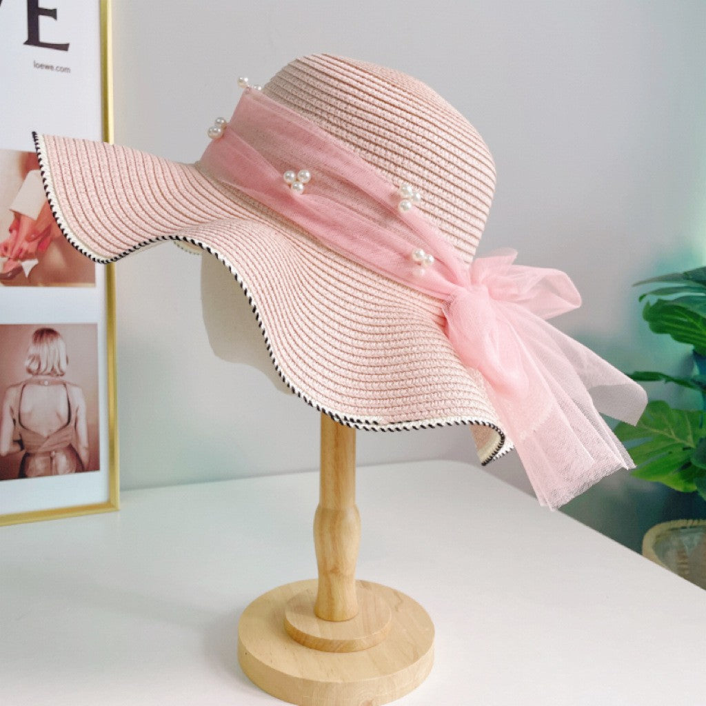 Wholesale Hats Headwear Fiber Bucket Hat Floppy Hat Sun Hat Wedding Casual Elegant Wedding With Bowknot Floral Headpiece Headwear