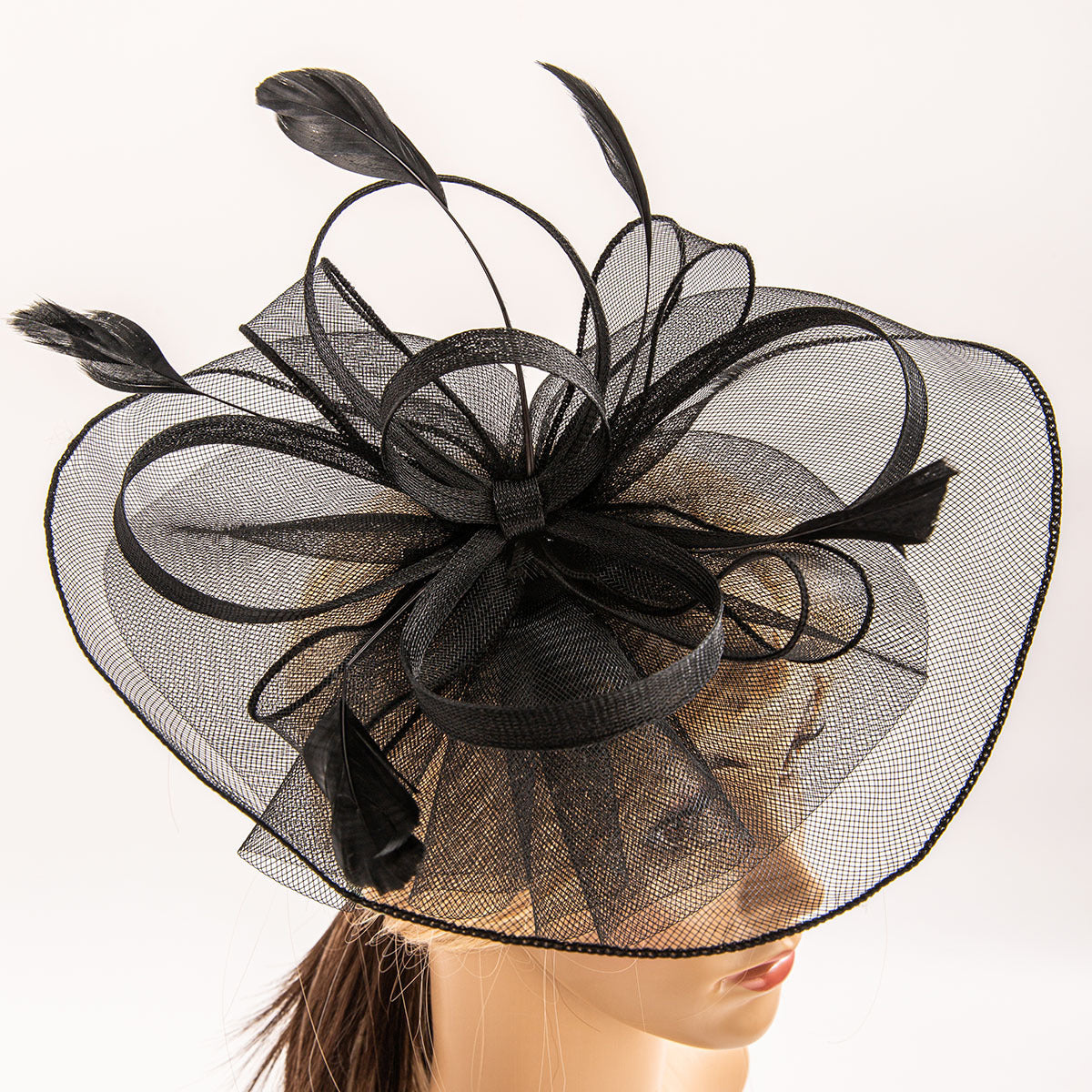 Wholesale Fascinators Hats Headwear Organza Fedora Hat Floppy Hat Veil Hat Horse Race Cocktail Elegant Retro With Feather Pure Color Headpiece Headwear