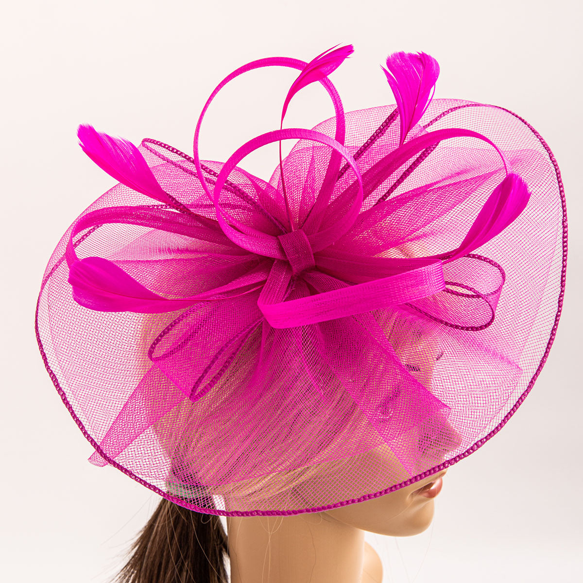 Wholesale Fascinators Hats Headwear Organza Fedora Hat Floppy Hat Veil Hat Horse Race Cocktail Elegant Retro With Feather Pure Color Headpiece Headwear